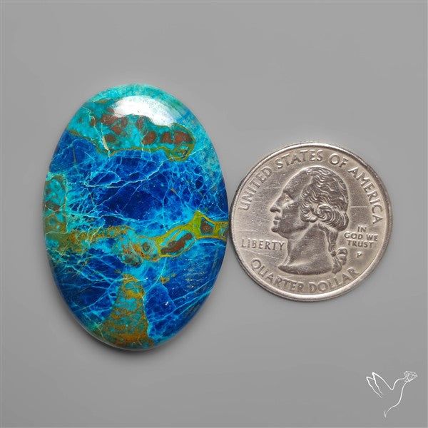 Chrysocolla In Shattuckite Cabochon