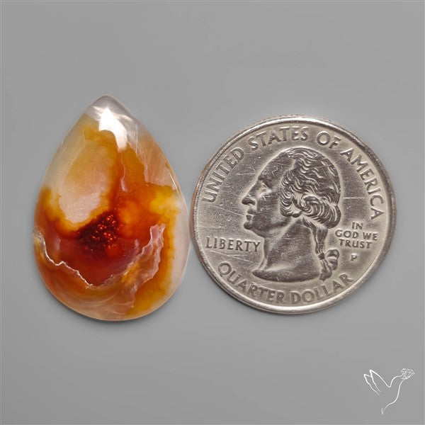 Mexican Fire Agate Drop Cabochon