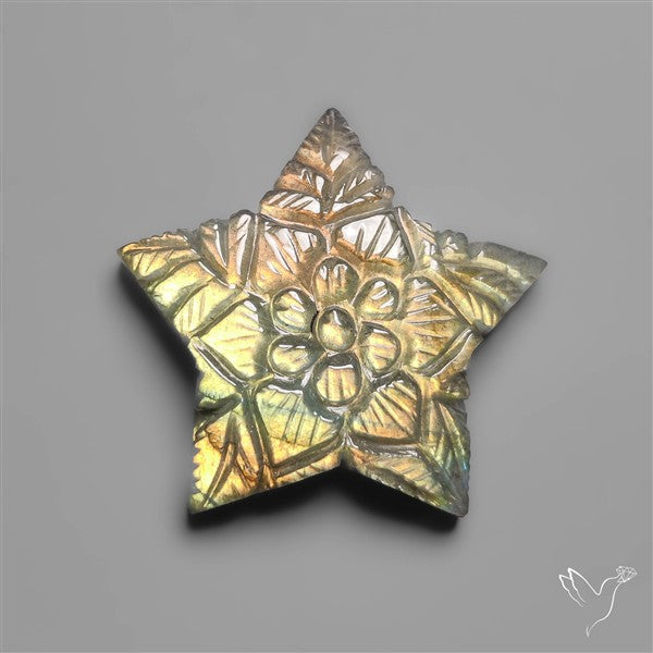 Golden Labradorite Mughal Carving Star