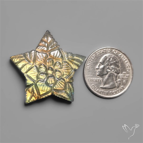 Golden Labradorite Mughal Carving Star