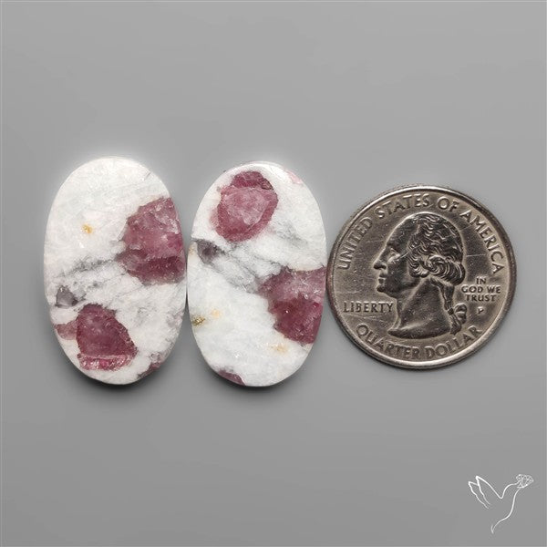 Pink Tourmaline In Quartz Pair