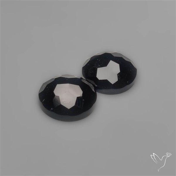 Checkerboard Cut Black Onyx Pair