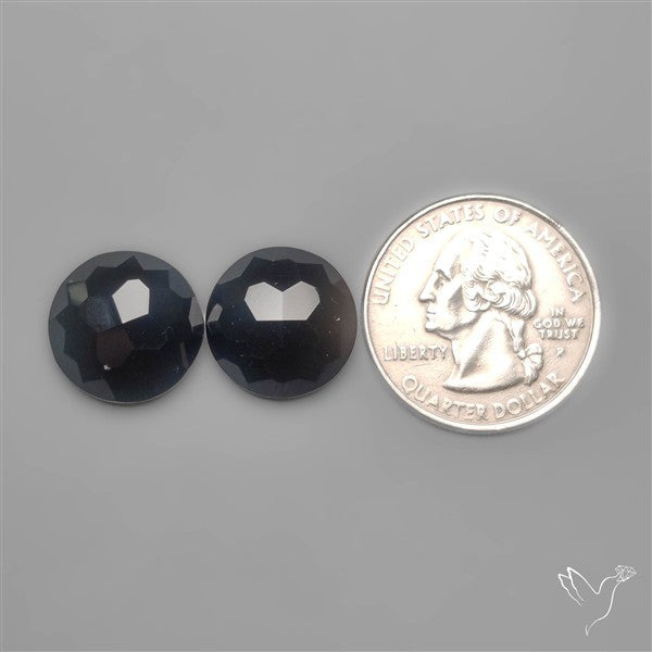 Checkerboard Cut Black Onyx Pair