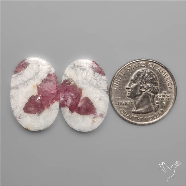 Pink Tourmaline In Quartz Pair
