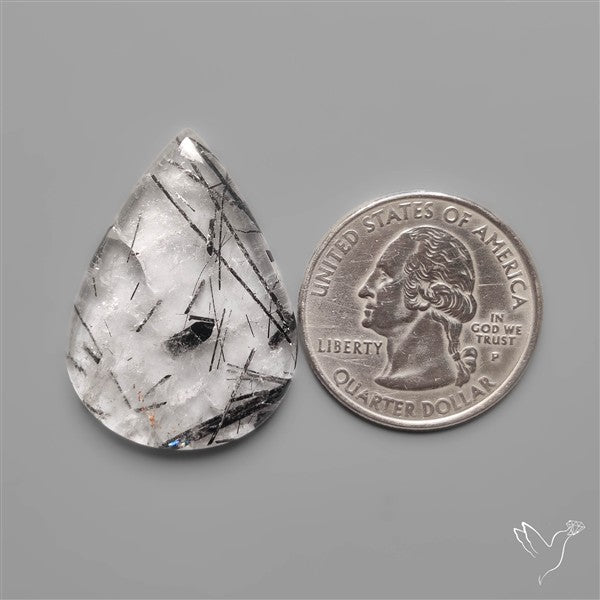 Black Tourmalinated Quartz Cabochon
