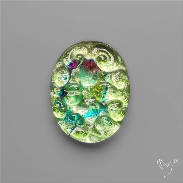 Dichroic Glass Mughal Carving Doublet