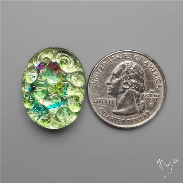 Dichroic Glass Mughal Carving Doublet