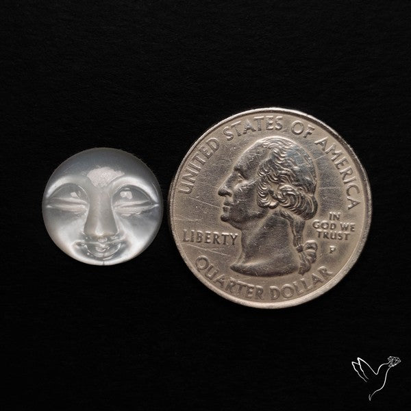 White Moonstone Moonface Carving