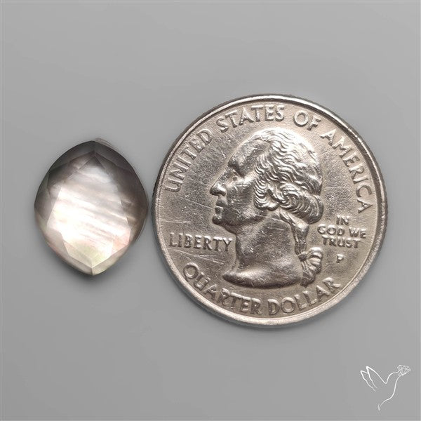 Rose Cut Faceted Himalayan Quartz With Black Mother Of Pearl Doublet