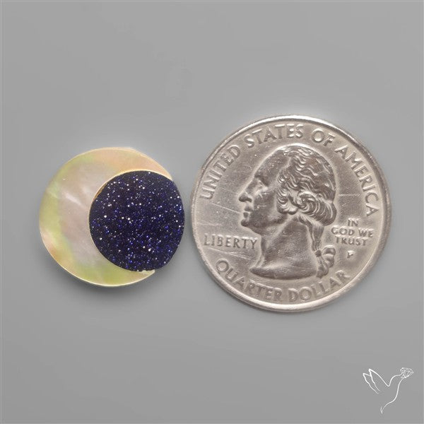 Mother Of Pearl Crescent Inlay In Blue Goldstone