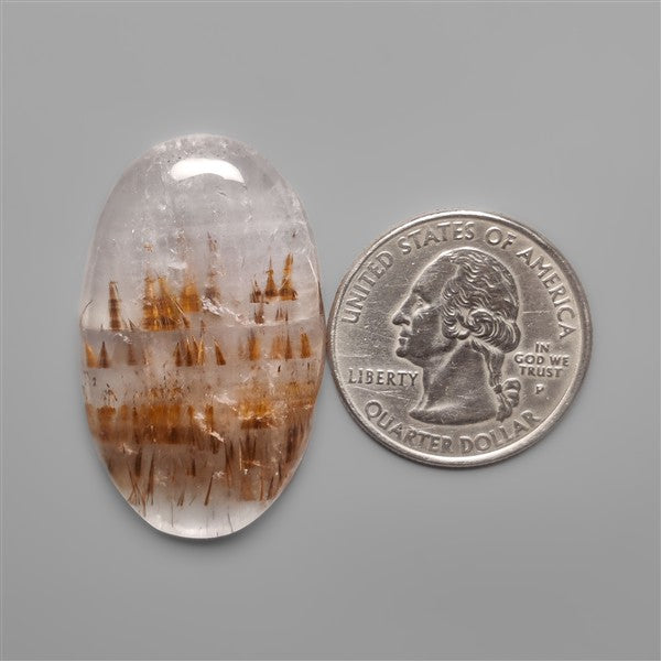 Cacoxenite in Quartz Cabochon