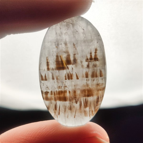 Cacoxenite in Quartz Cabochon