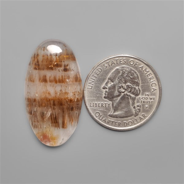 Cacoxenite in Quartz Cabochon