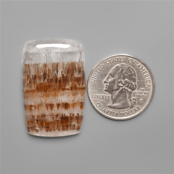 Cacoxenite in Quartz Cabochon