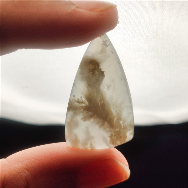 Stinking Water White Plume Agate Cabochon
