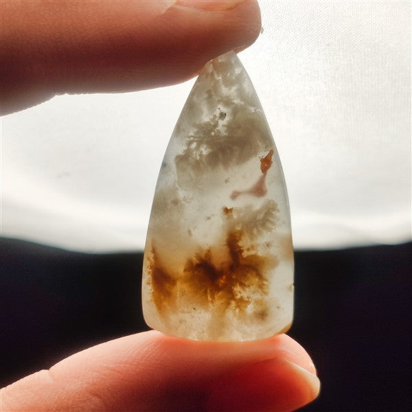 Stinking Water White Plume Agate Cabochon