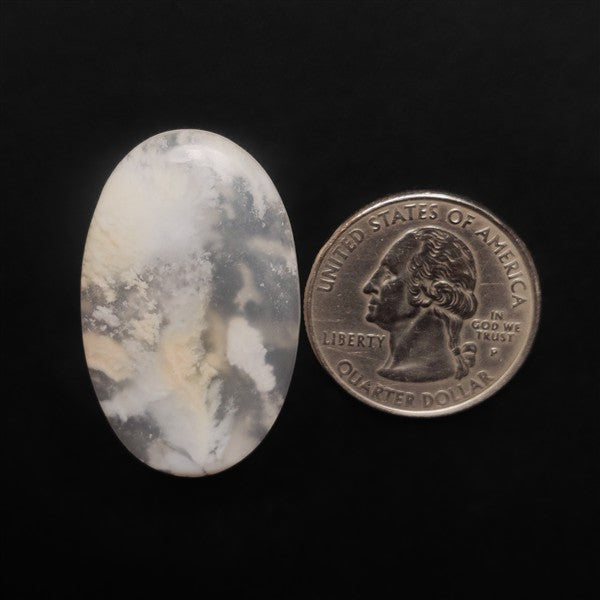 Stinking Water White Plume Agate Cabochon