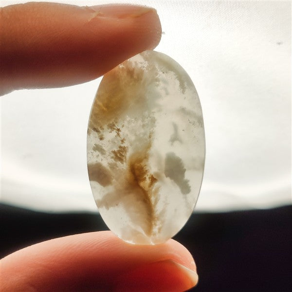 Stinking Water White Plume Agate Cabochon