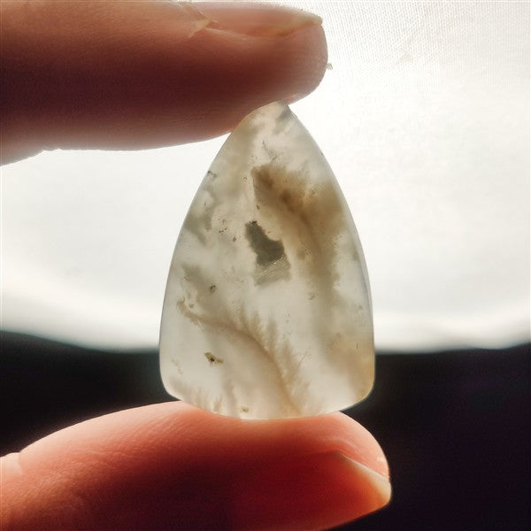 Stinking Water White Plume Agate Cabochon