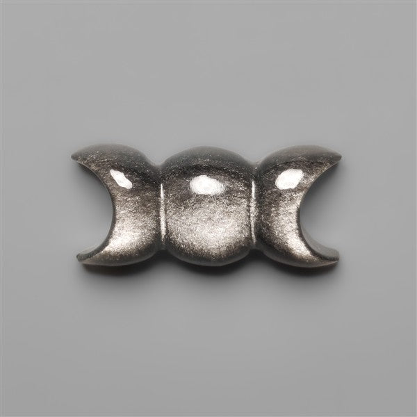 Silversheen Obsidian Triple Moon Carving
