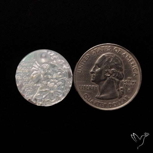 Mother Of Pearl Mughal Carving Natural Angel Garden