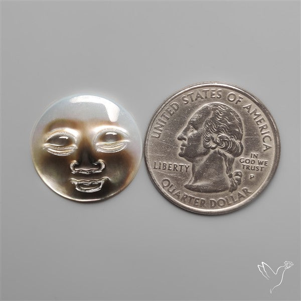 Black Mother Of Pearl Moonface Carving