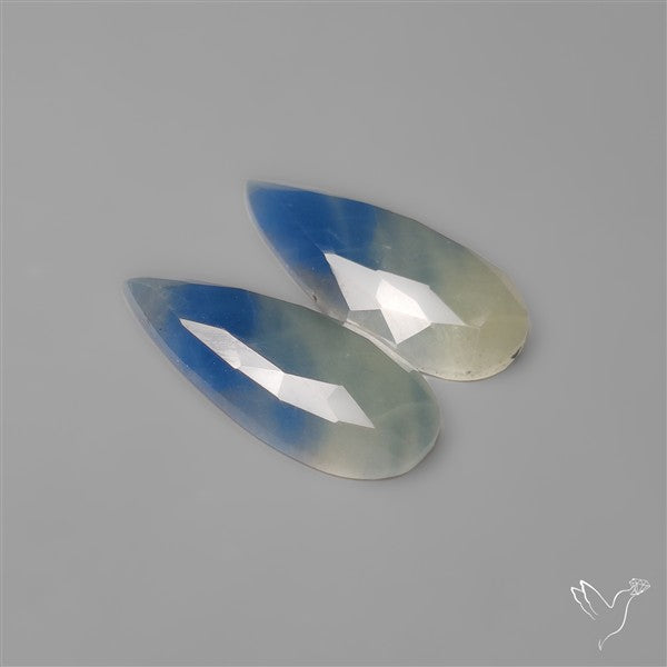 Rose Cut Blue Sapphire Pair