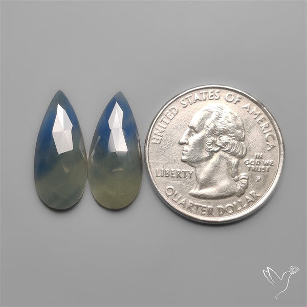 Rose Cut Blue Sapphire Pair