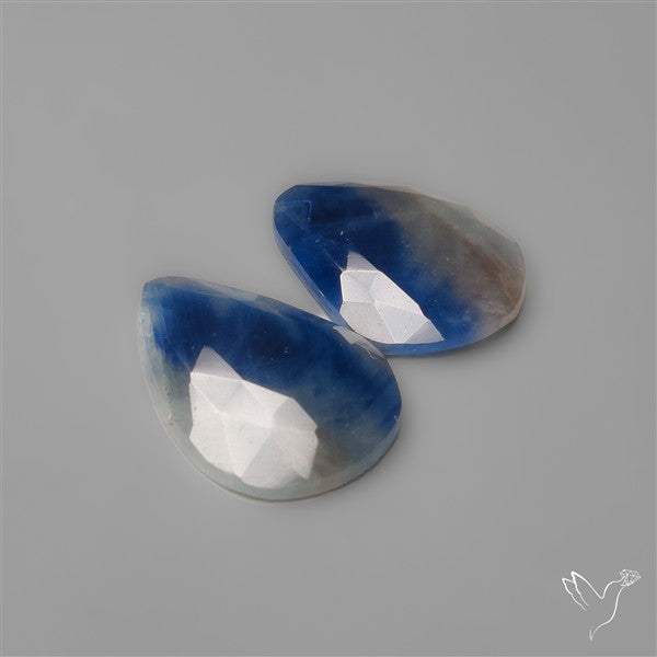 Rose Cut Blue Sapphire Pair