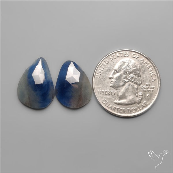Rose Cut Blue Sapphire Pair