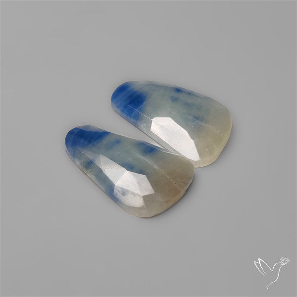 Rose Cut Blue Sapphire Pair