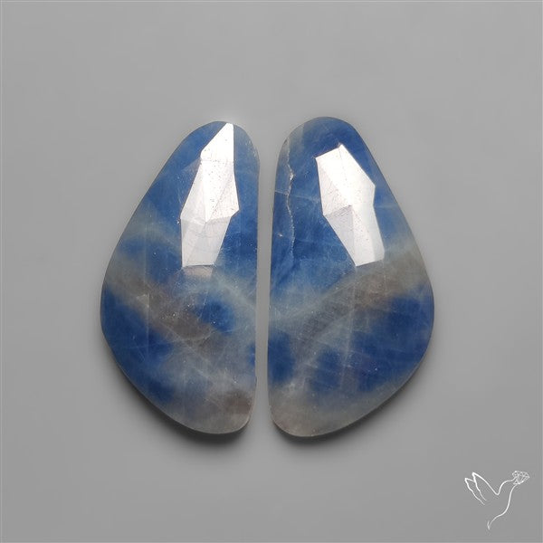 Rose Cut Blue Sapphire Pair