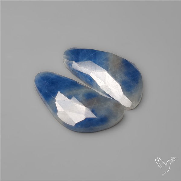 Rose Cut Blue Sapphire Pair