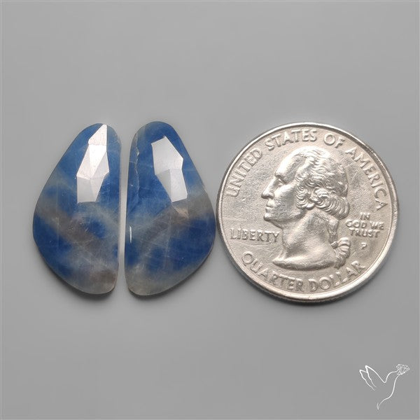 Rose Cut Blue Sapphire Pair