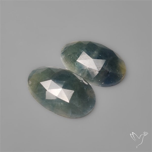 Rose Cut Blue Sapphire Pair