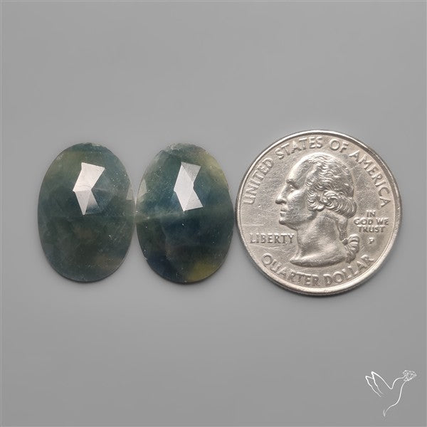 Rose Cut Blue Sapphire Pair