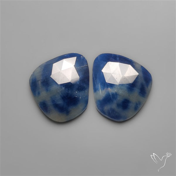 Rose Cut Blue Sapphire Pair