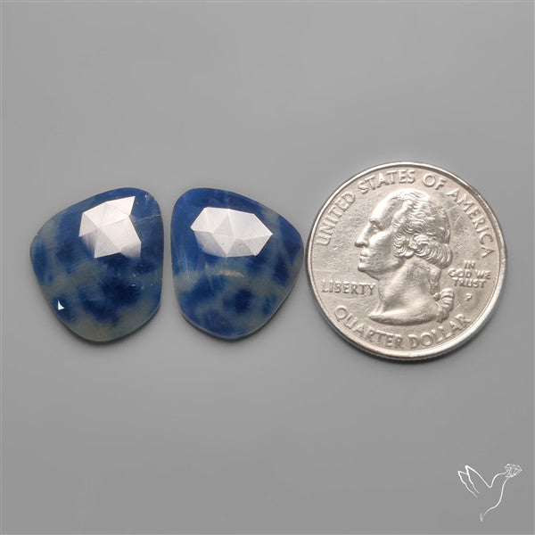 Rose Cut Blue Sapphire Pair