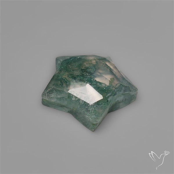 Rose Cut Himalayan Quartz With Moss Agate Star Doublet