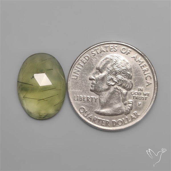 Rose Cut Gemmy Tourmalinated Prehnite