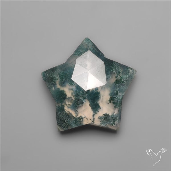 Rose Cut Himalayan Quartz With Moss Agate Star Doublet