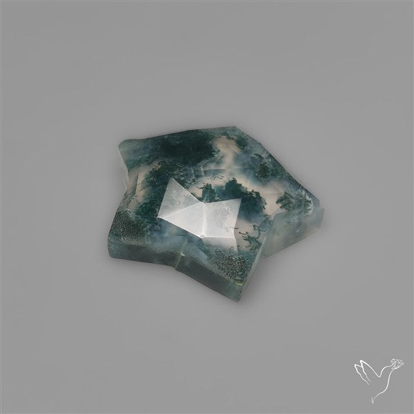 Rose Cut Himalayan Quartz With Moss Agate Star Doublet