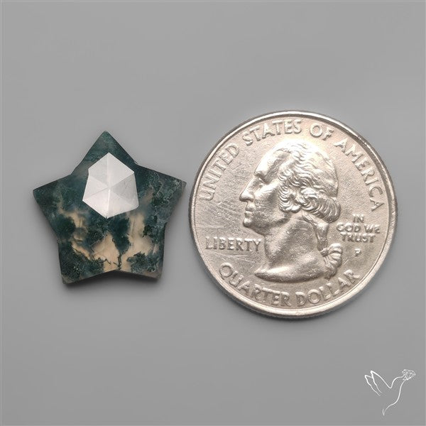 Rose Cut Himalayan Quartz With Moss Agate Star Doublet