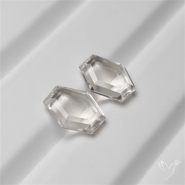 Portrait Cut Clear Himalayan Crystal Quartz Pair