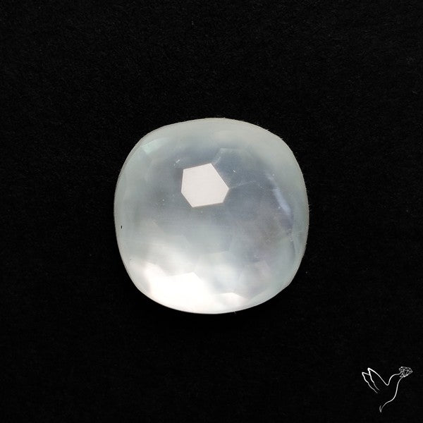 Honeycomb Cut Himalayan Quartz With Mother Of Pearl Doublet