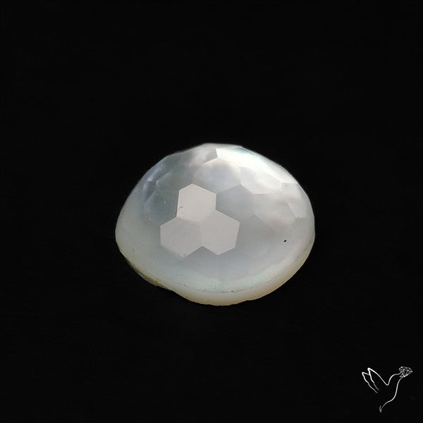 Honeycomb Cut Himalayan Quartz With Mother Of Pearl Doublet
