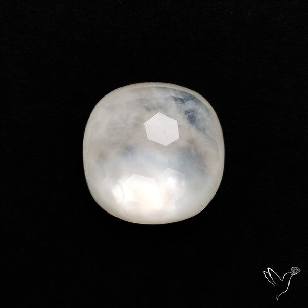 Honeycomb Cut Himalayan Quartz With Mother Of Pearl Doublet