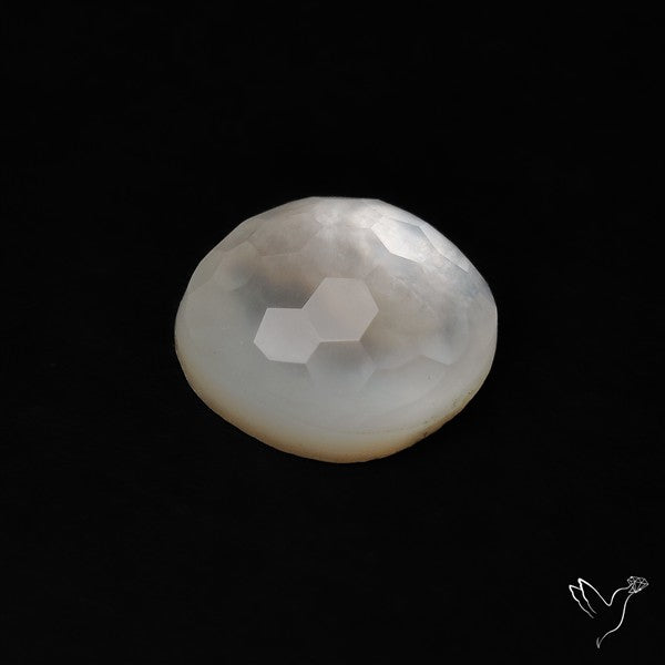 Honeycomb Cut Himalayan Quartz With Mother Of Pearl Doublet