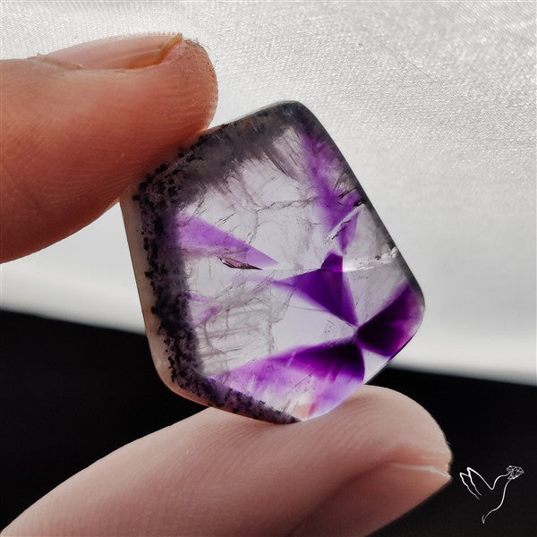 Trapiche Phantom Amethyst Slice Cabochon