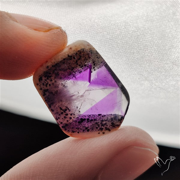 Trapiche Phantom Amethyst Slice Cabochon